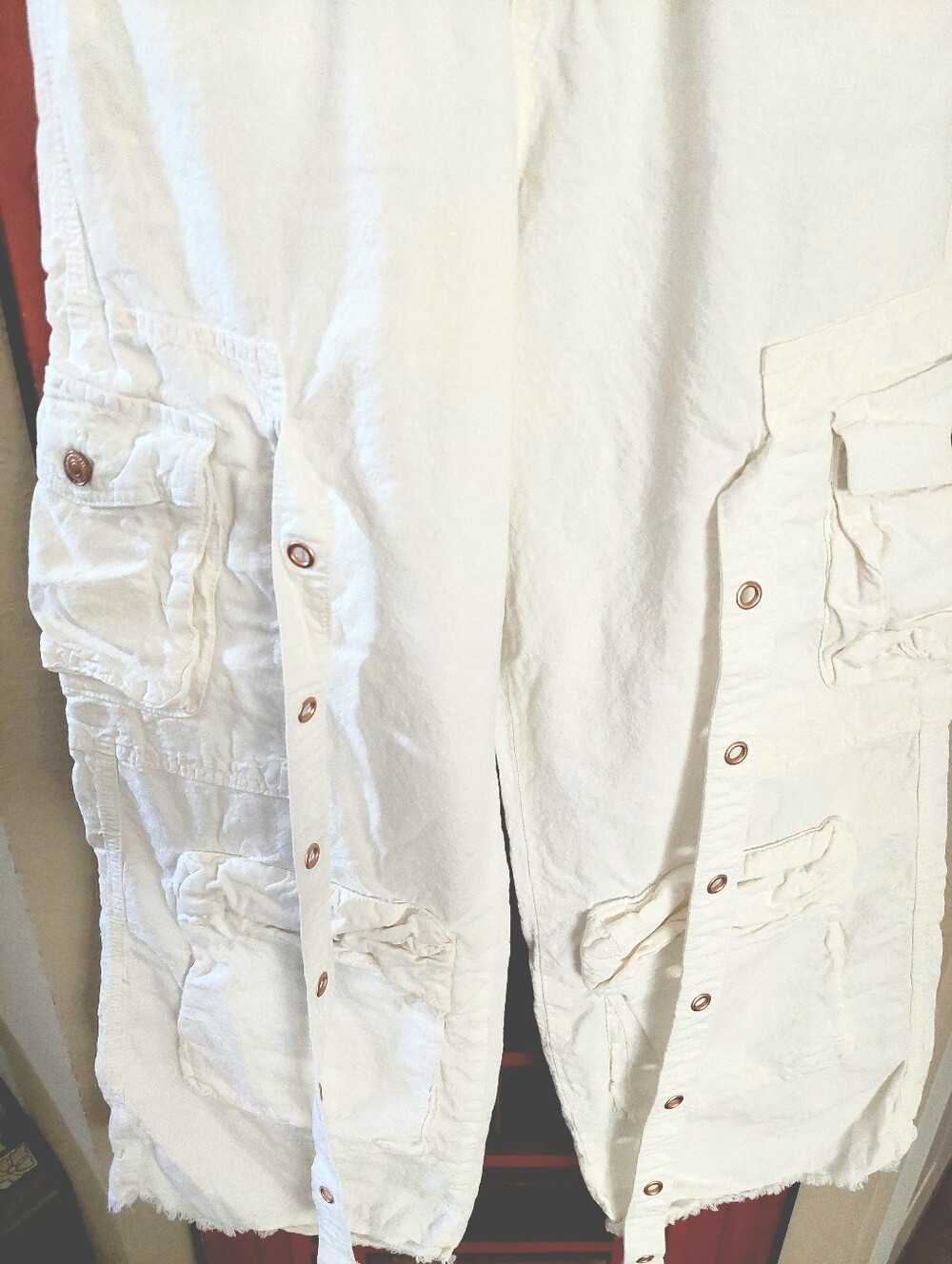 Forever 21 White Cargo Button-Front Wide Leg Pants Size S - Picture 3 of 10